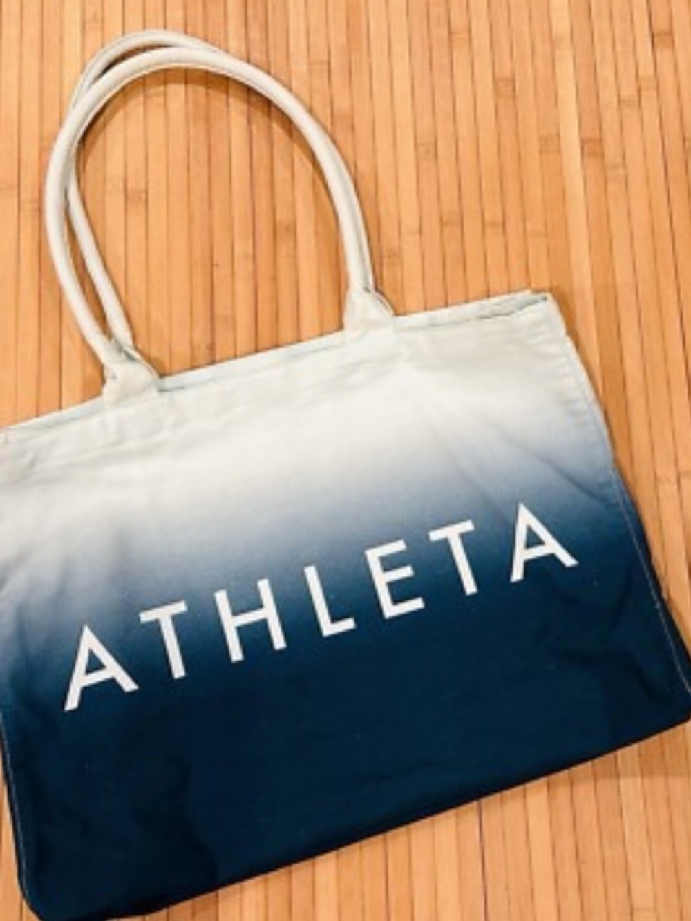 Athleta Navy to White Ombre Canvas Tote